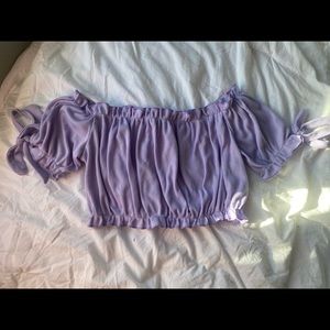 Lavender off the shoulder crop